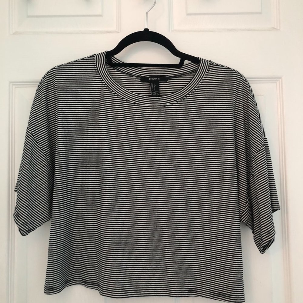 B&W Striped Crop Tee